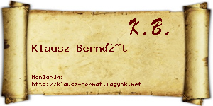 Klausz Bernát névjegykártya
